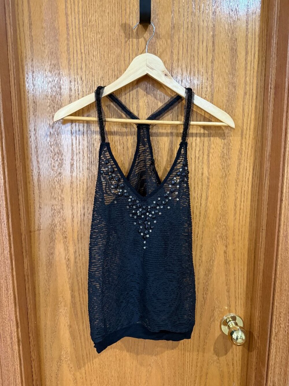 Daytrip Black Sequin Racerback Tank Top Small